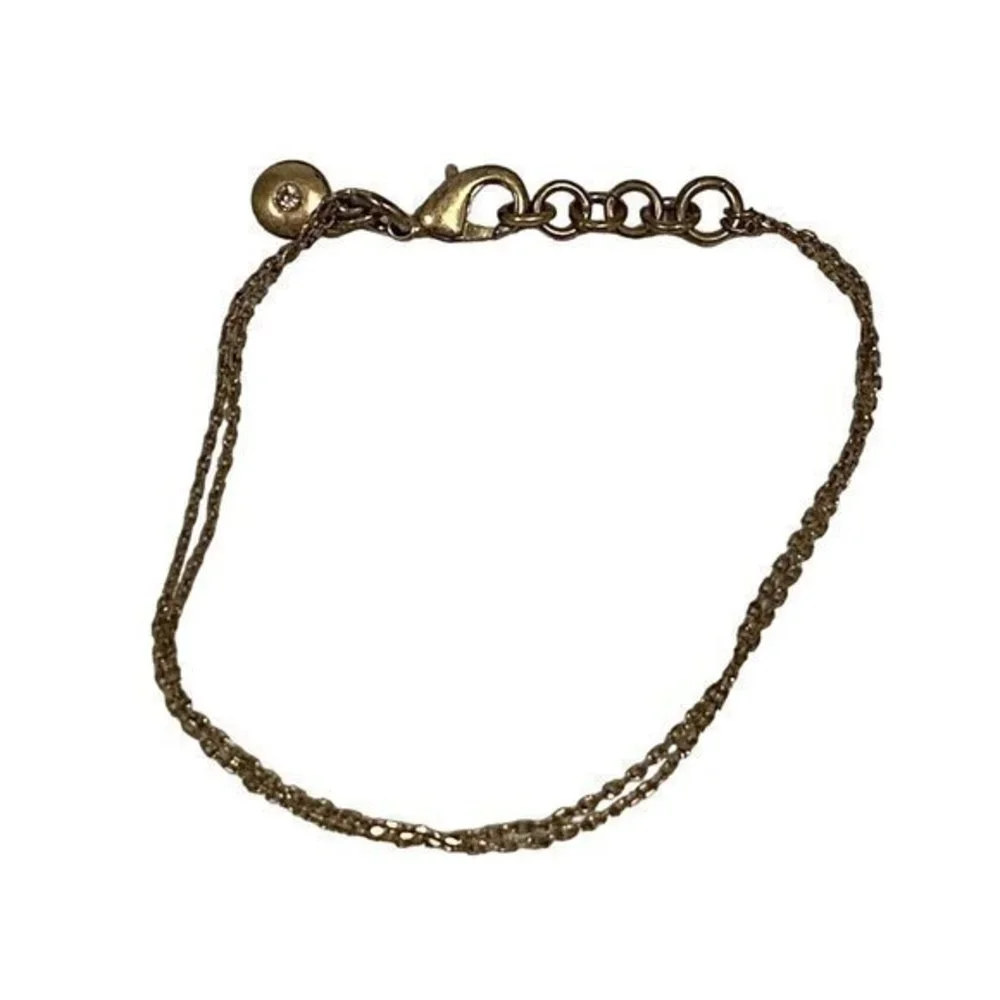 J.‎ Crew Double Strand Fine Chain Antique Gold Tone Bracelet